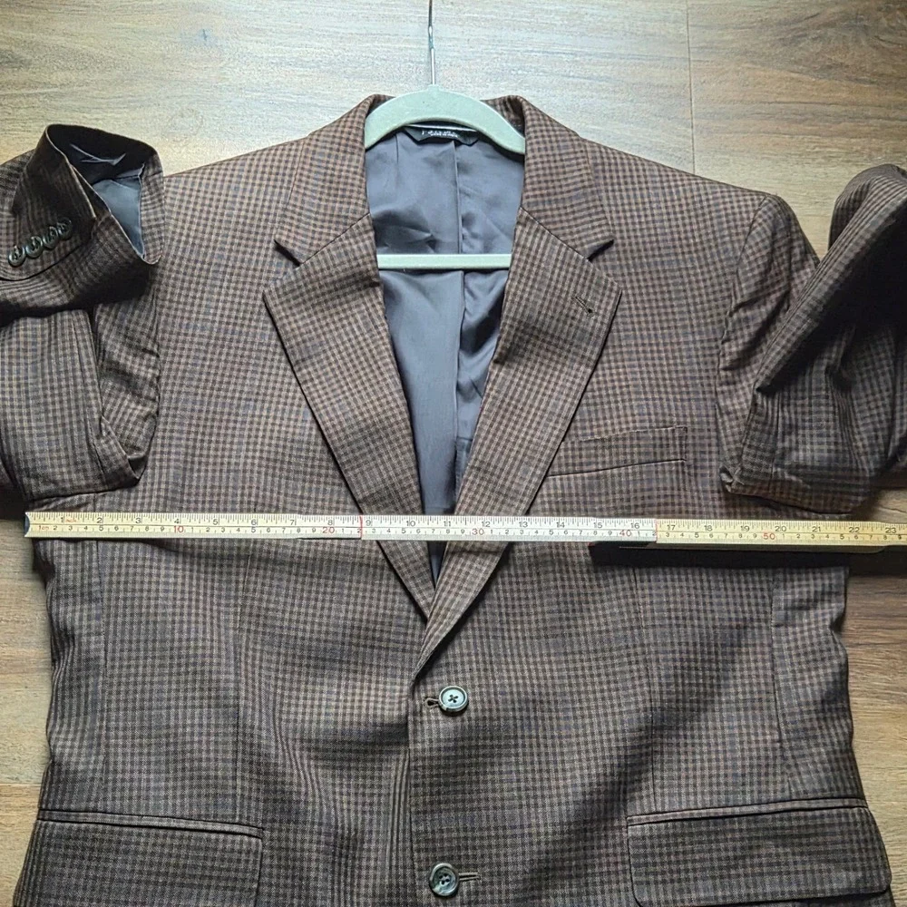 Jos. A. Bank Signature Collection Brown Houndstooth Silk Wool Blazer 42S Mens